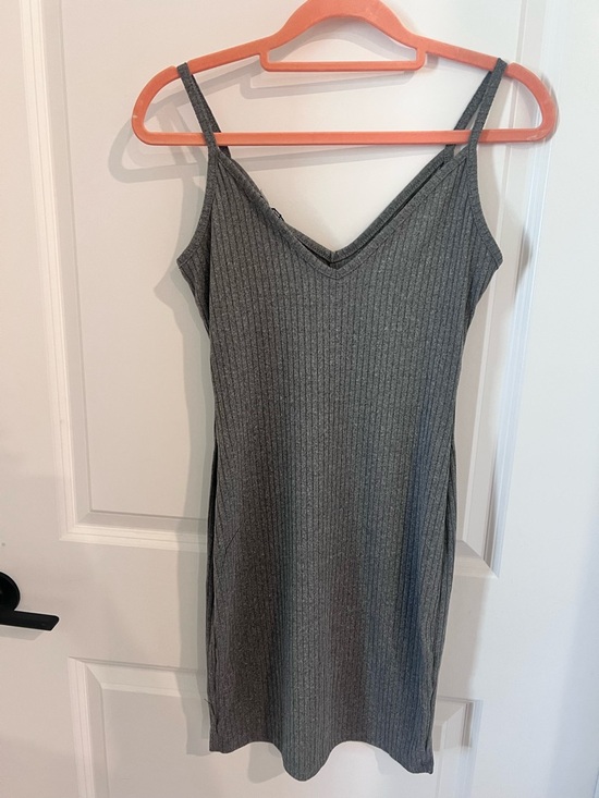 Fashion Nova Gray Ribbed V-Neck Slip Dress - Picture 6 of 6